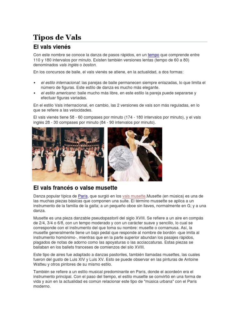 Tipos de Vals | PDF | Valses | Las artes escénicas
