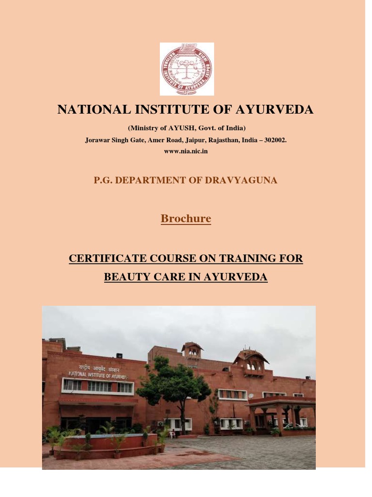 National Institute Of Ayurveda Brochure Ayurveda