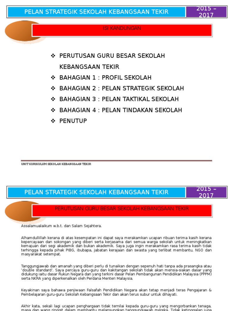 Pelan Strategik Sk Tekir 2015 2017 Pdf