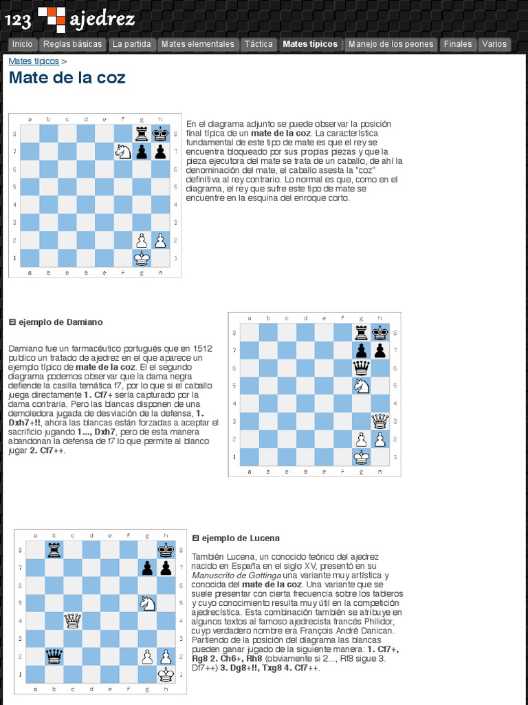 Mate de La Coz - 123 Ajedrez | PDF | Ajedrez | Juegos de habilidad mental