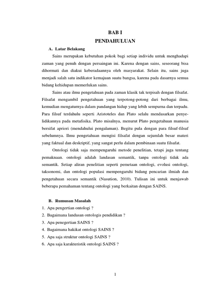 Makalah Ontologis Sains