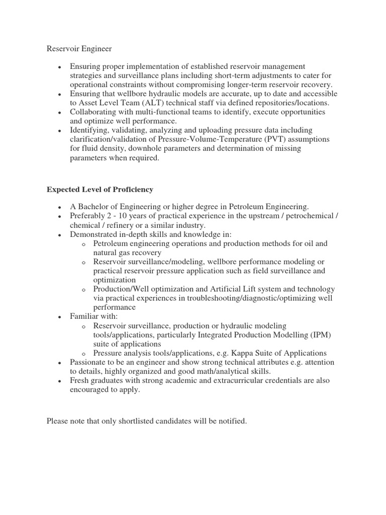 Reservoir Engineer PDF