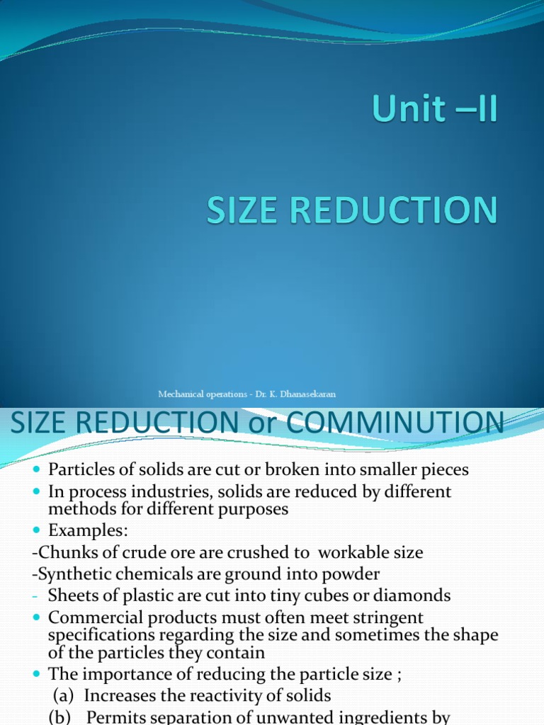 Size Reduction Techniques and Equipment | PDF | Mill (Grinding ...