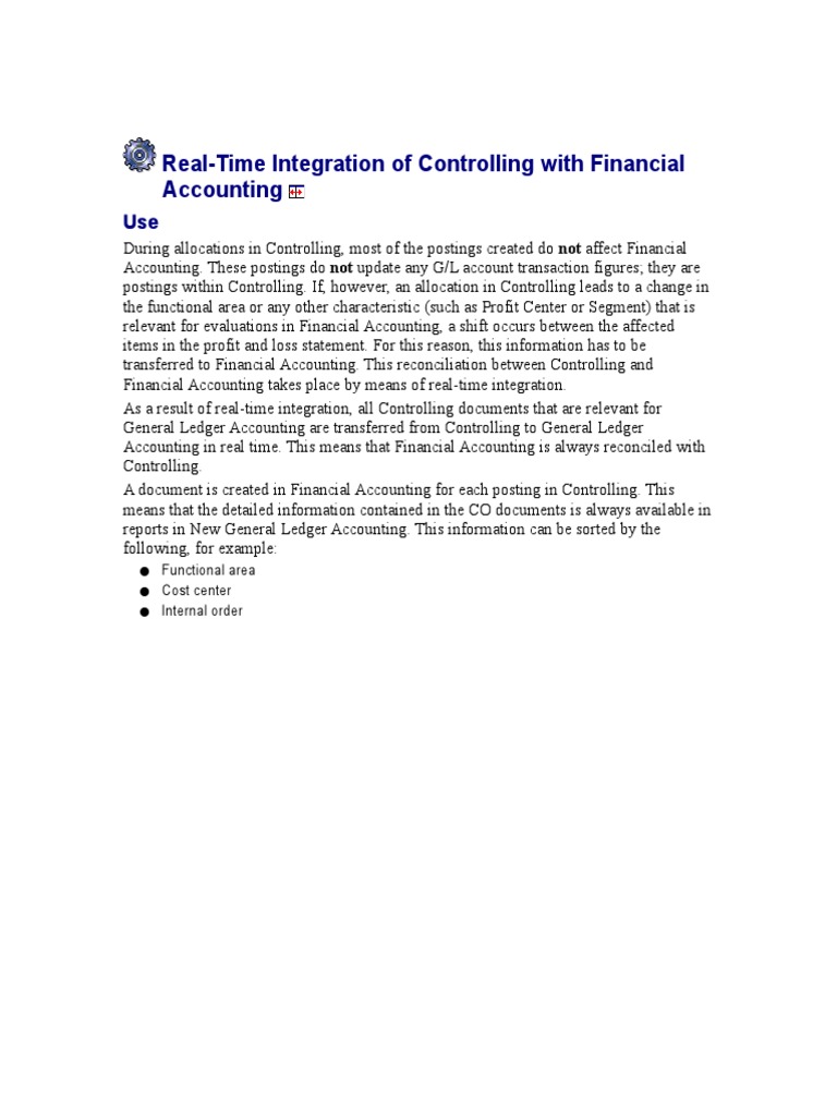 Real-Time Controlling and Accounting Integration | PDF