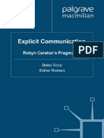 Explicit Communication Robyn Carston S Pragmatics Palgrave Studies in Pragmatics Language and Cognition