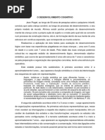 o Desenvolvimento Cognitivo - Construtivismo