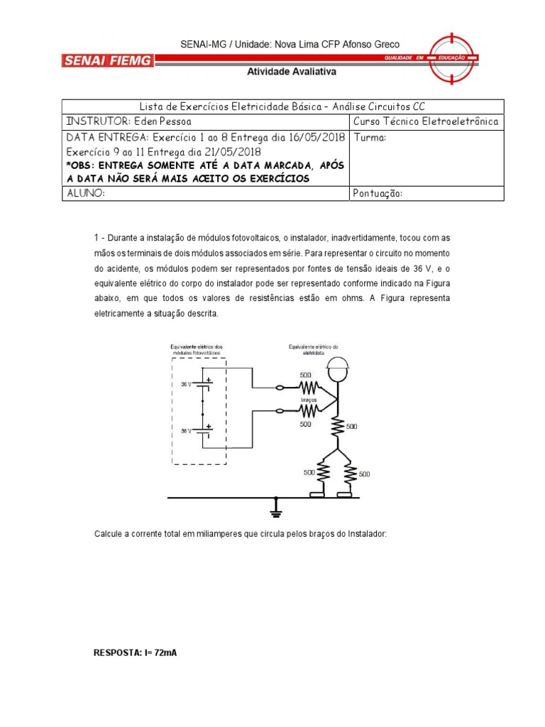 Exercícios de Análise de Circuitos CC | PDF | Rede elétrica | Resistor