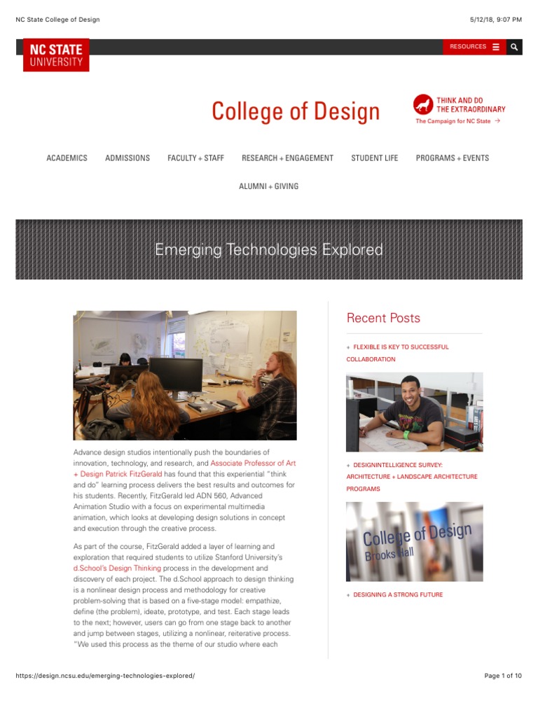 NC State College of Design | PDF | Design Thinking | Virtual Reality