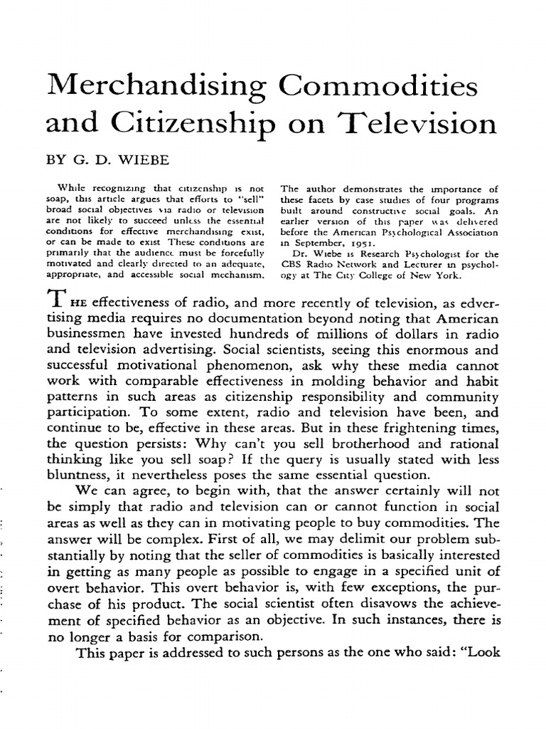 Merchandising Commodities and Citizenship On Television | PDF ...