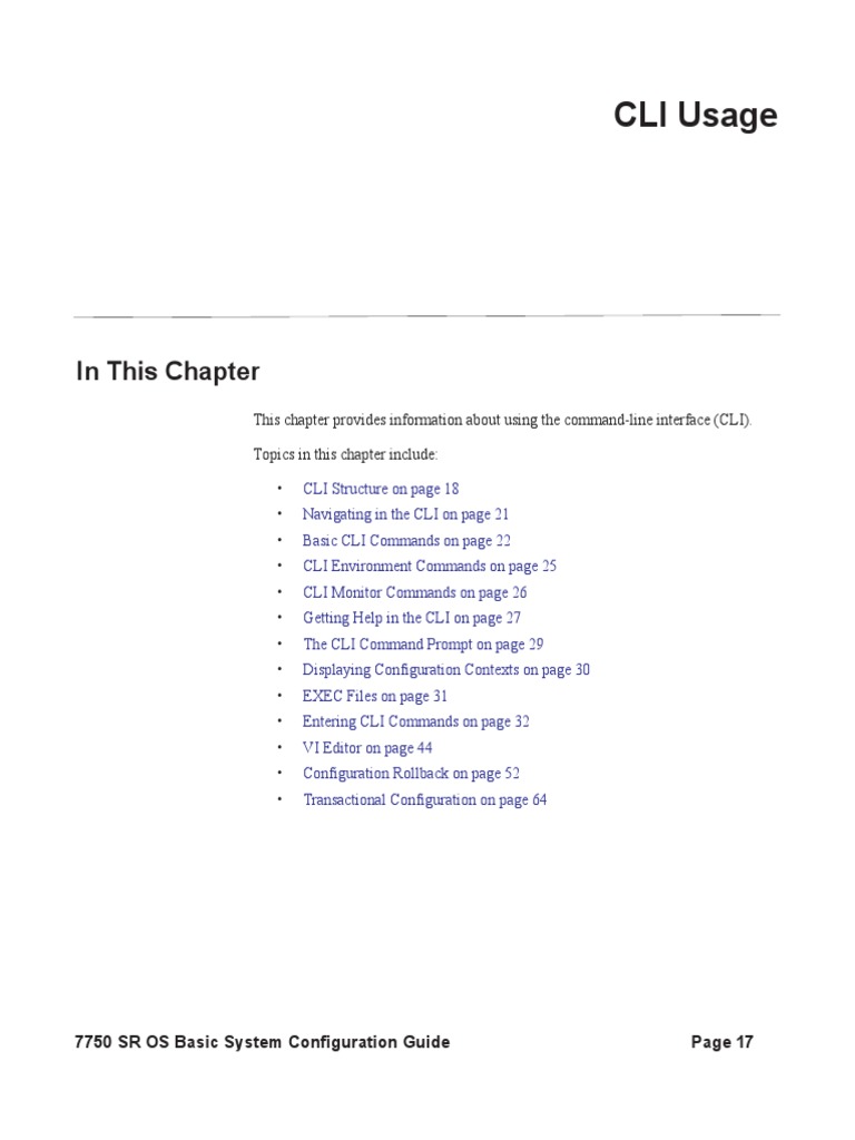 Nokia 7750 Sr Os Basic System Configuration Guide Command Line Interface I Pv6