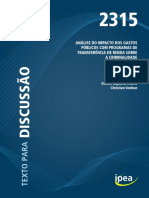 Análise Do Impacto Dos Gastos Públicos Com Programas de Transferência de Renda Sobre A Criminalidade - Denise Baptista Thomé e Christian Vonbun