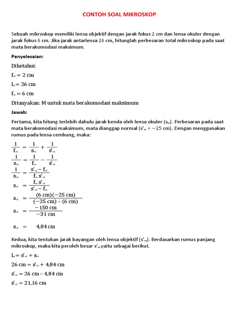 Contoh Soal Mikroskop