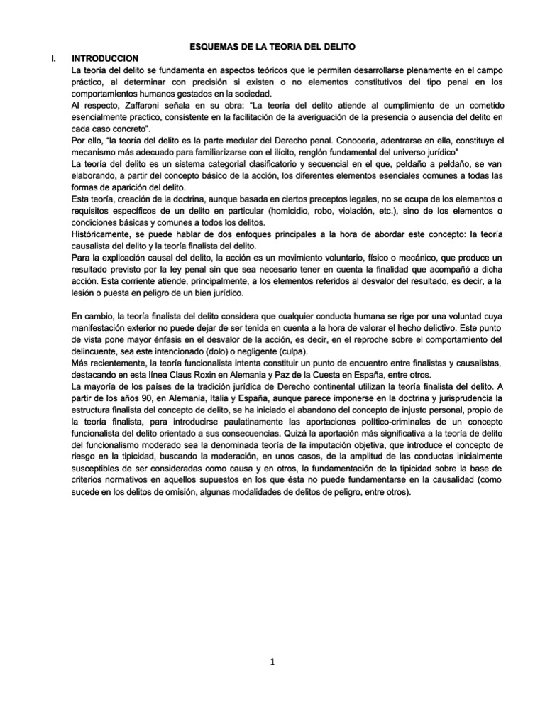 Esquemas de La Teoria Del Delito PDF | PDF | Derecho penal | Intención ...