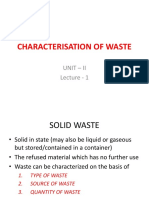 Characterisation of Waste: Unit - Ii Lecture - 1