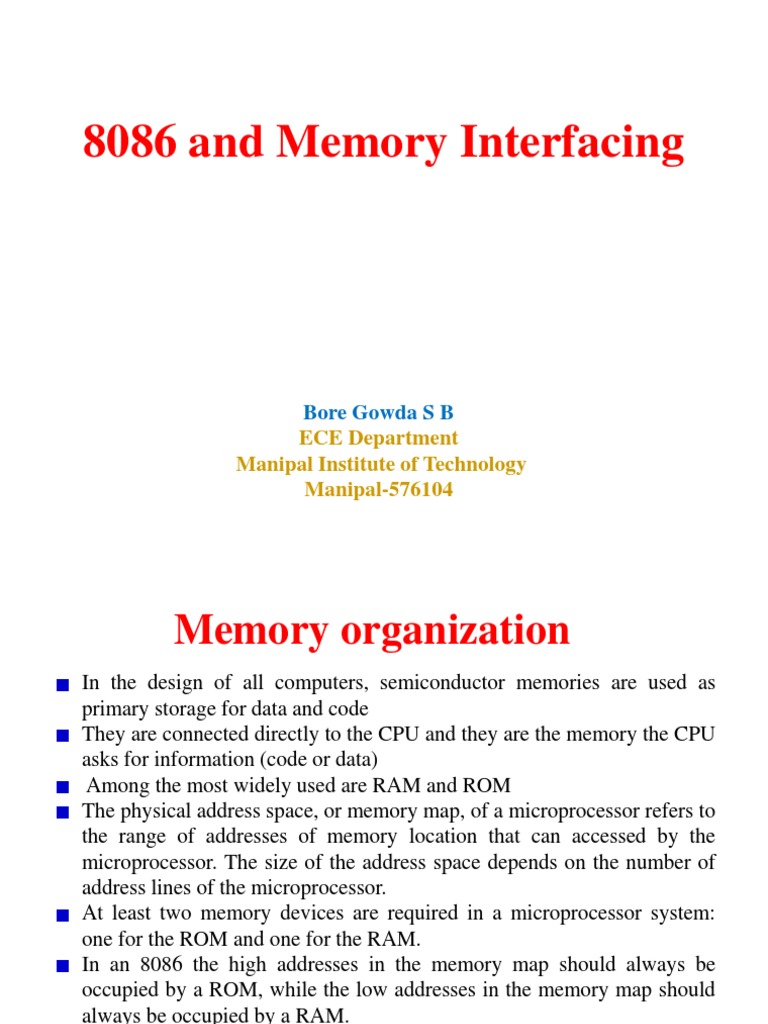 8086 and Memory Interfacing PDF | PDF | Random Access Memory ...