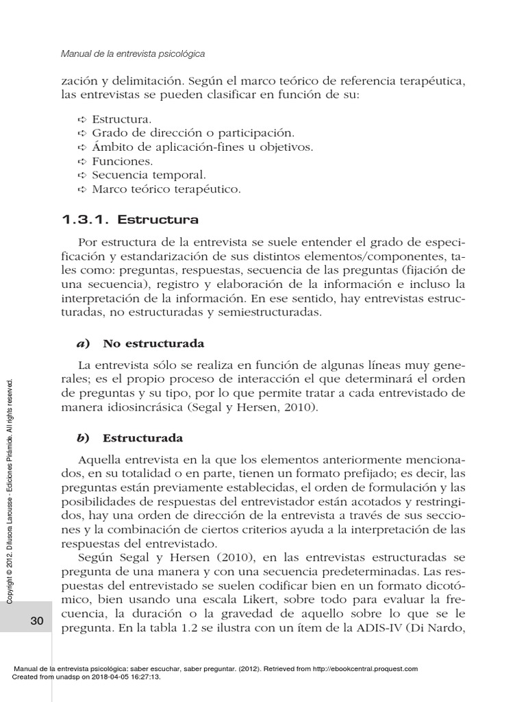 Manual de La Entrevista Psicológica Saber Escuchar