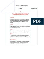 Planilla de deficiencias en control interno