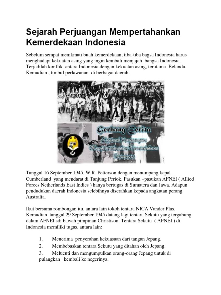 Sejarah Perjuangan Mempertahankan Kemerdekaan Indonesia | PDF