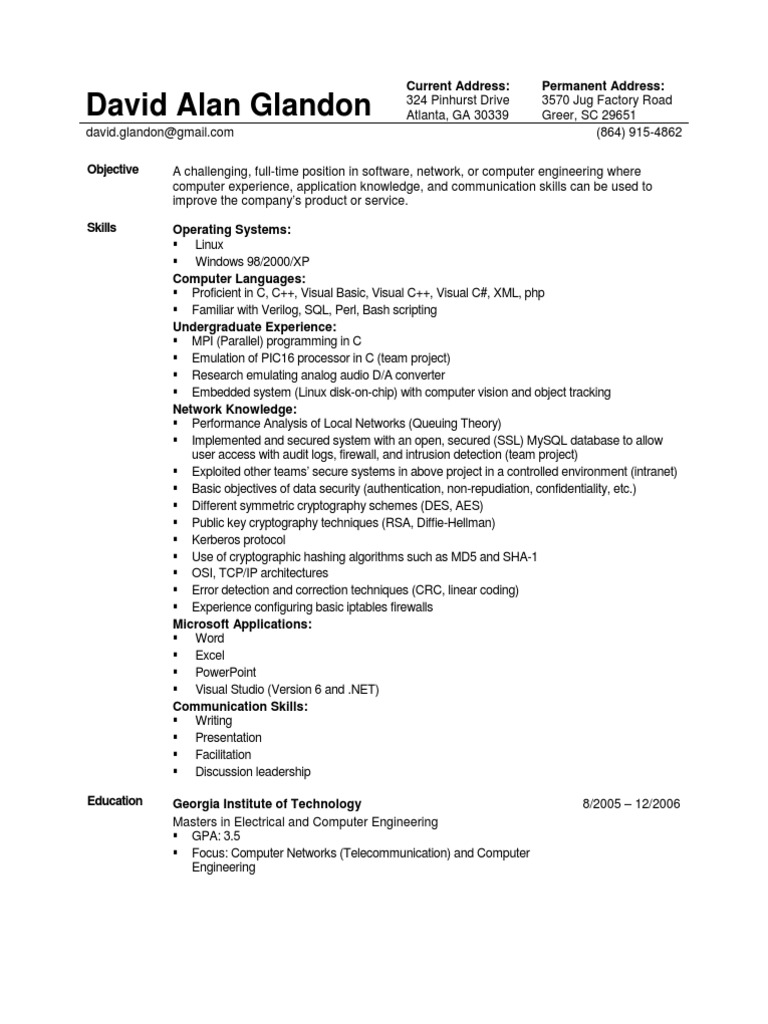 Sample resume for ece