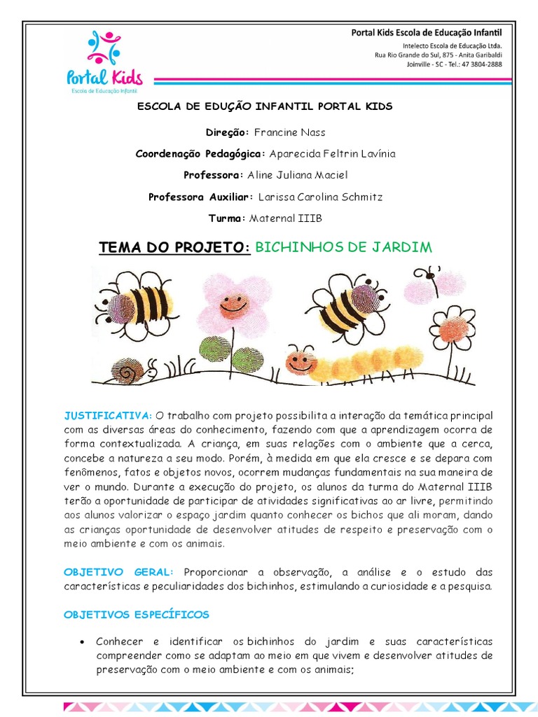 Projeto Bichinhos de Jardim Infantil | PDF | Ambiente natural | Aprendizado