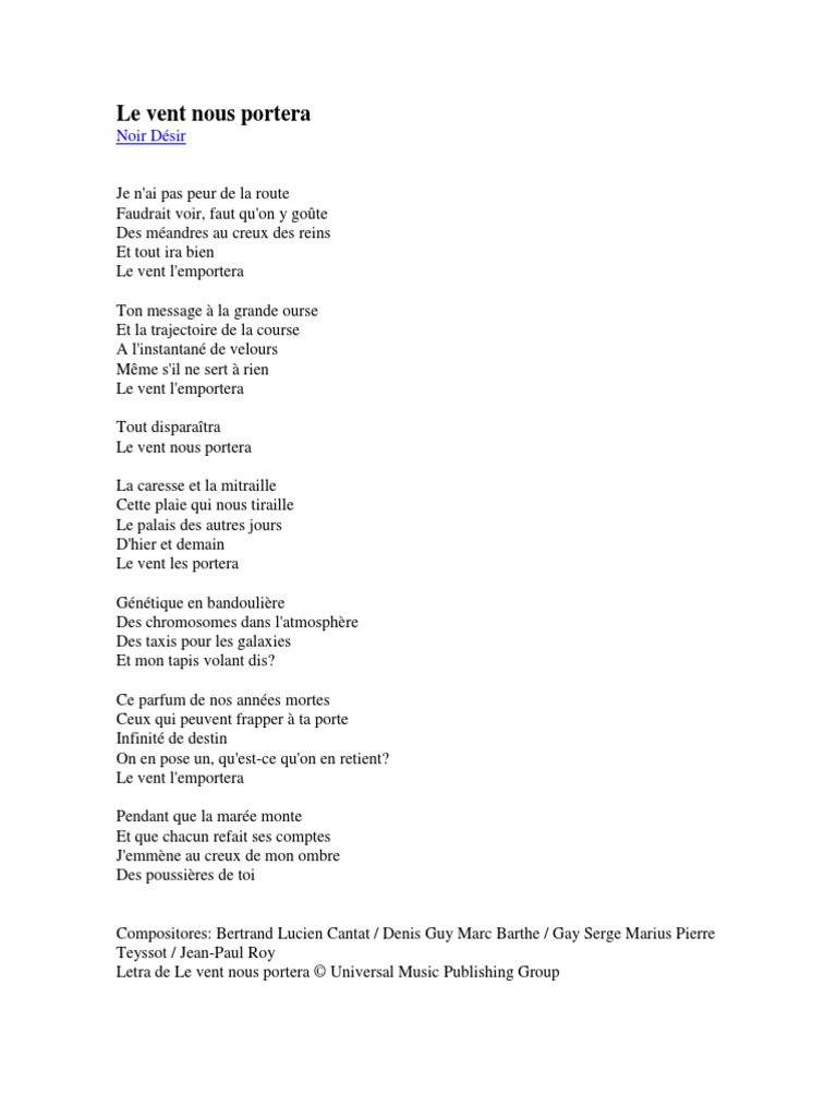 Le Vent Nous Portera Signification