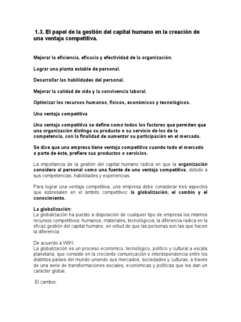 1.3. El Papel de La Gestión Del Capital Humano en La Creación de Una ...