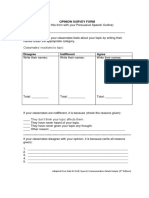Opinion Survey Form: Adapted From Dale & Wolf, Speech Communication Made Simple (3 Edition)