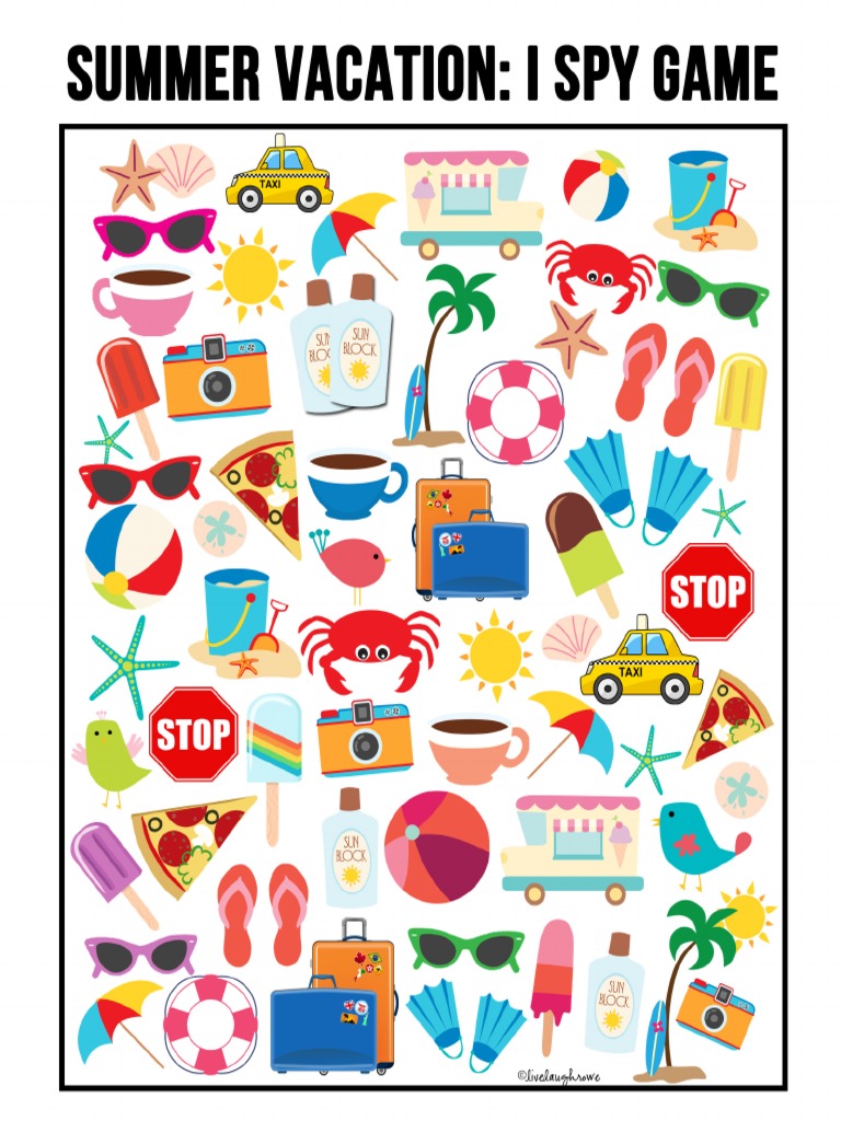 summer vacation i spy printable from live laugh rowepdf