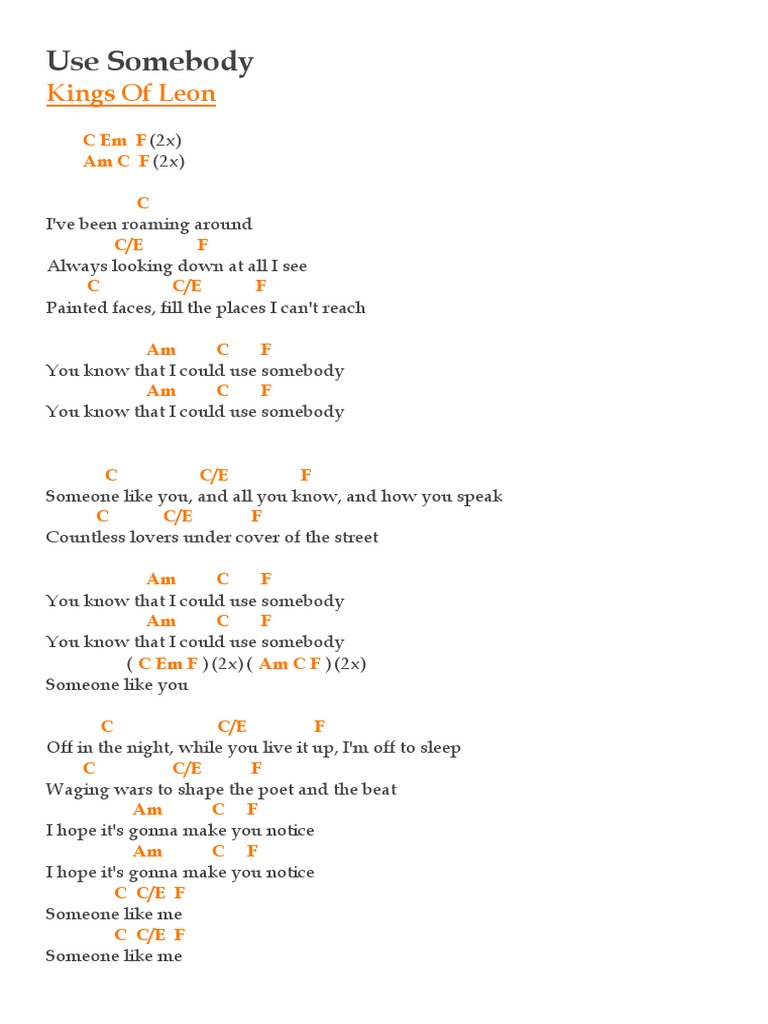 Use Somebody Cifra Docx