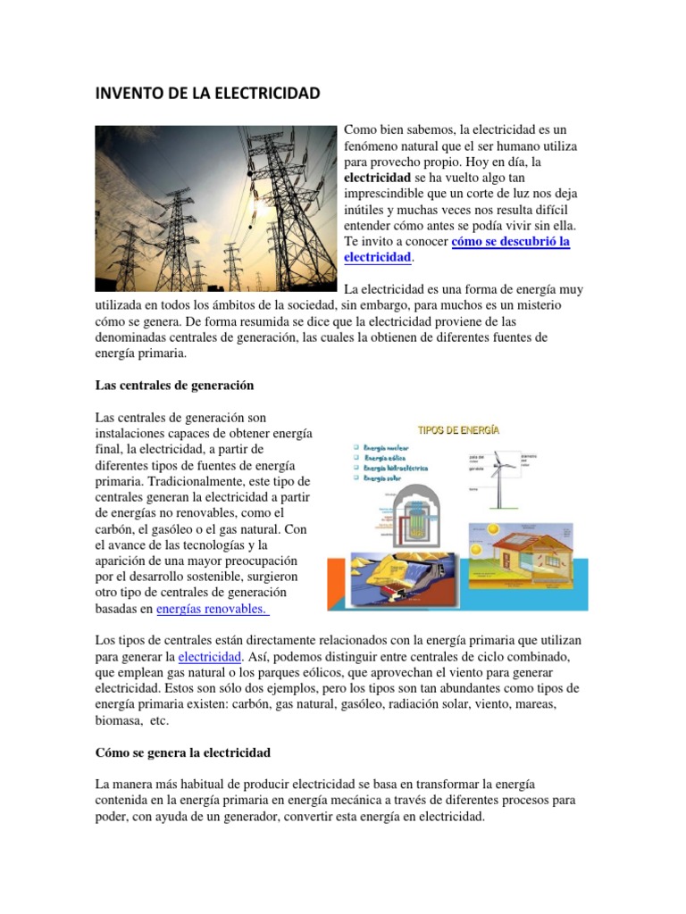 Como Se Genera La Electricidad | PDF | Generación eléctrica | Energía