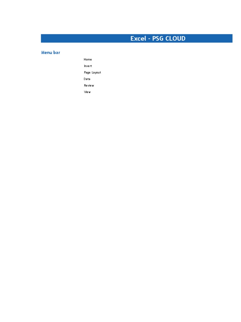 Excel PSG Cloud Menu Overview | PDF