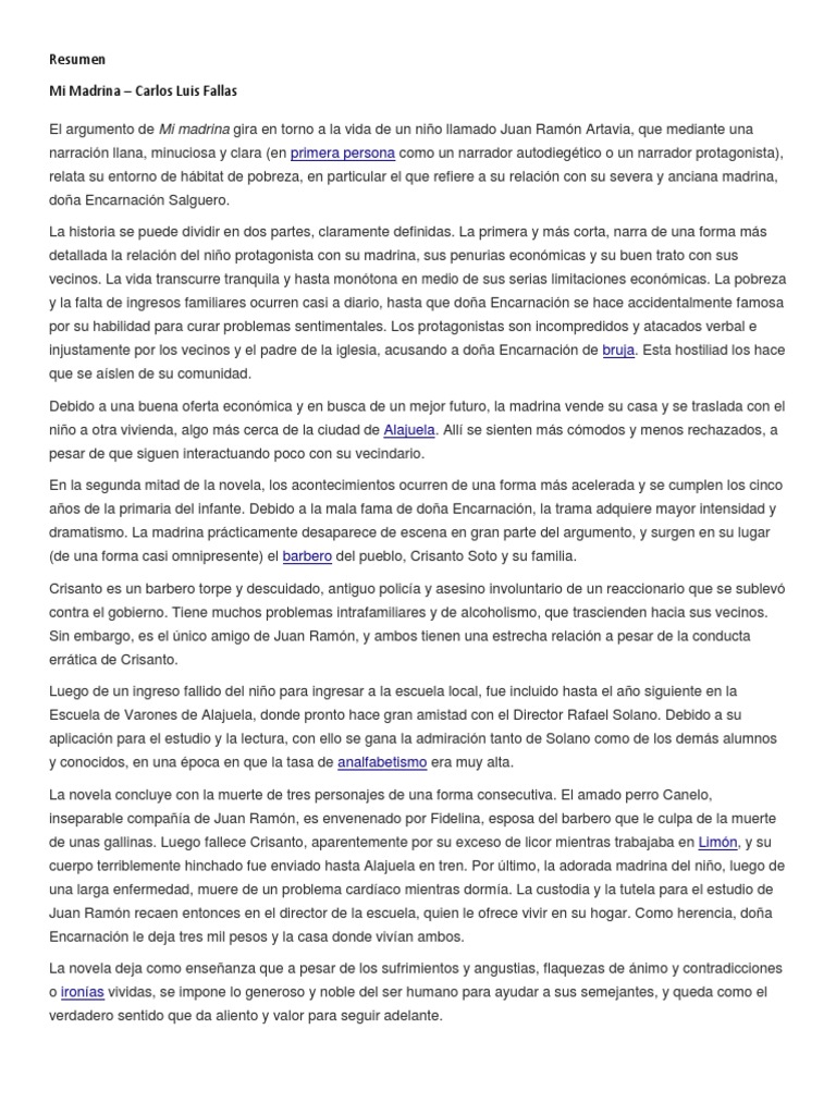 Resumen Mi Madrina | PDF | Narración