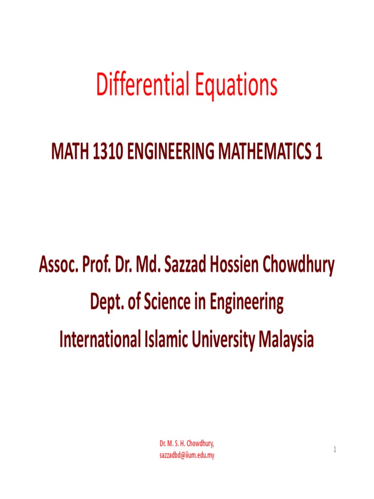 Differential Equations in Math 1310 | PDF | Boundary Value Problem ...