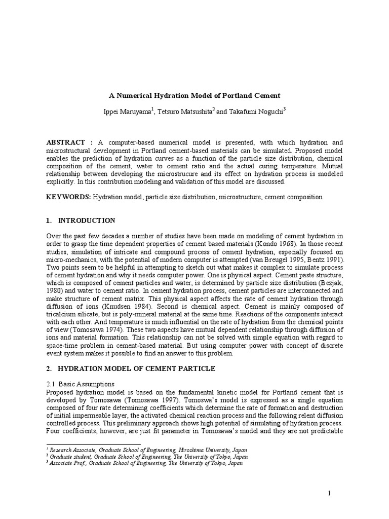 A Numerical Hydration Model of Portland Cement | PDF | Reaction Rate ...
