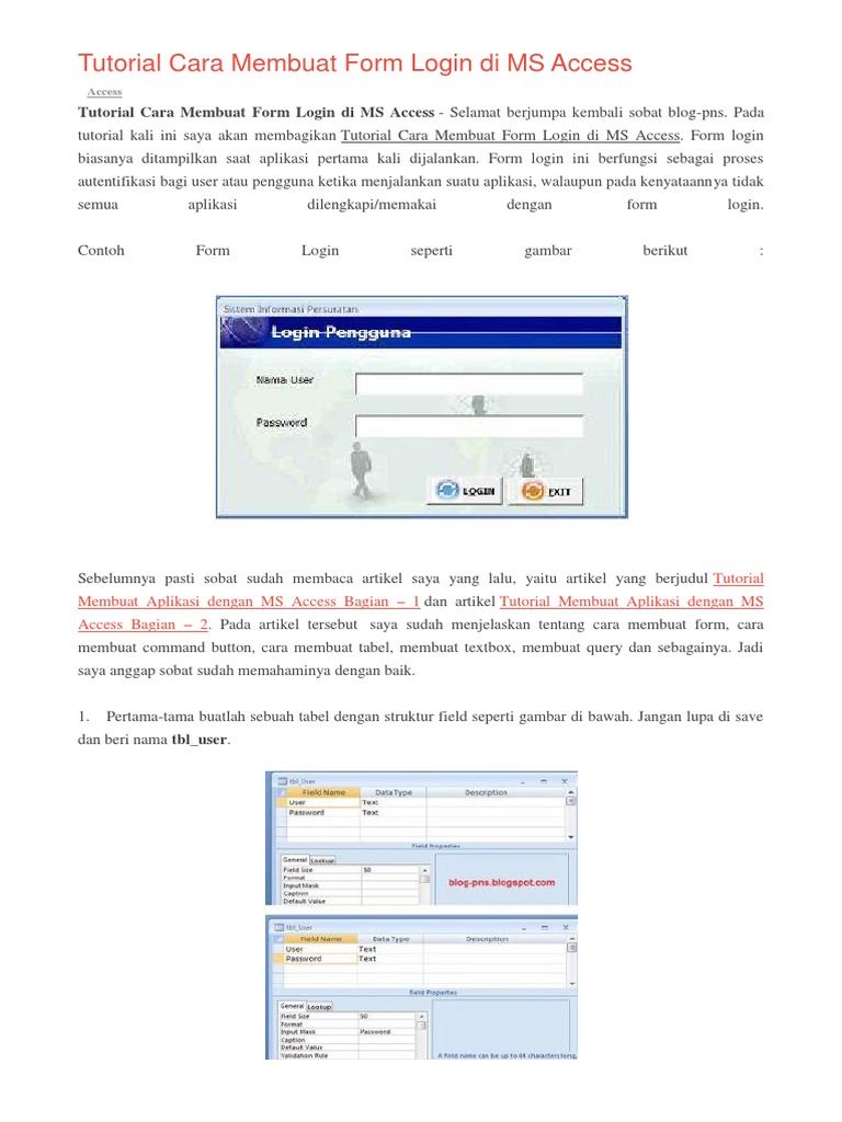 Tutorial Form Login MS Access | PDF | Bisnis | Komputer