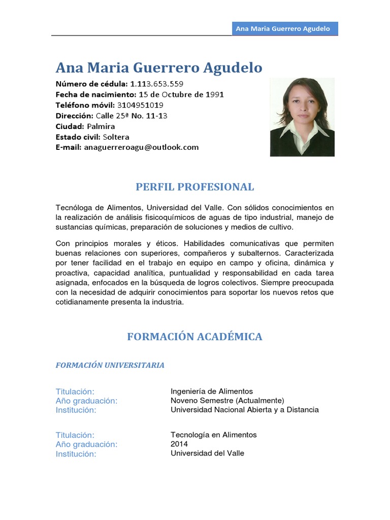 Perfil Profesional de Ana María Guerrero | PDF | Calidad (comercial ...