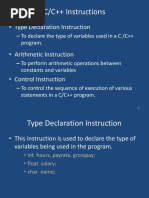 C/C++ Instructions: - Type Declaration Instruction