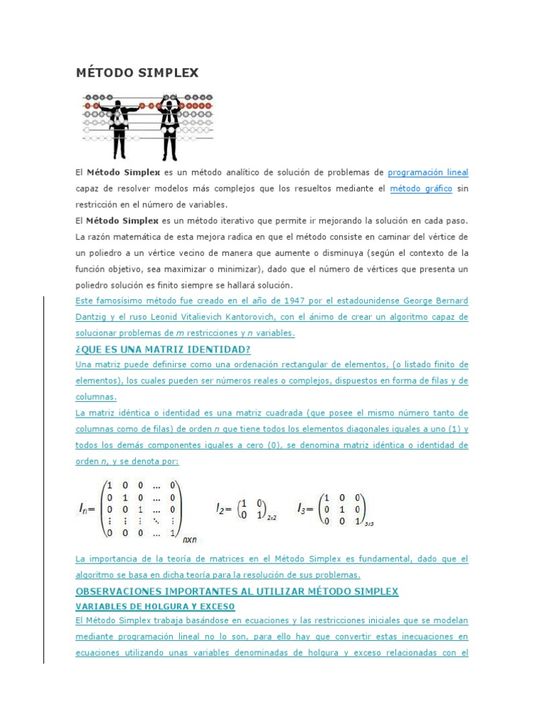 Método Simplex | PDF | Programación lineal | Matriz (Matemáticas)