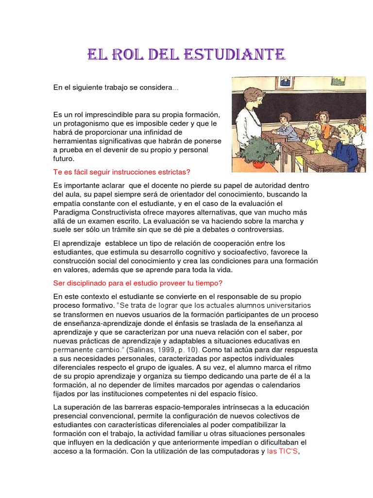 El Rol del Estudiante en la Educación | PDF | Tecnología de información ...