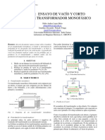 Practica 3 Ensayo de Vacío y Corto Circuito de Transformador Monofásico