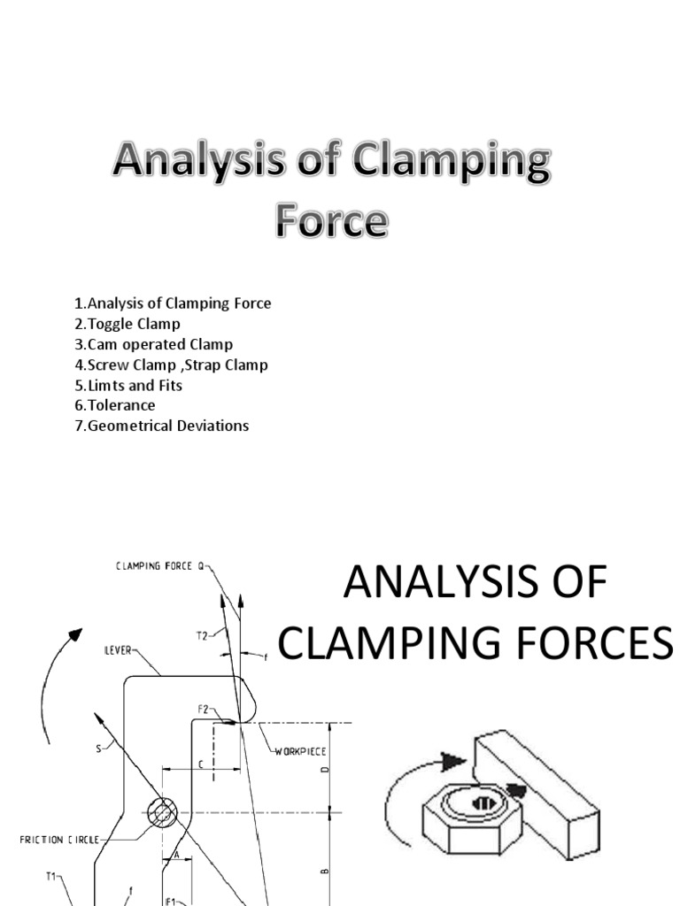 1.Analysis of Clamping Force 2.Toggle Clamp 3.Cam operated Clamp 4