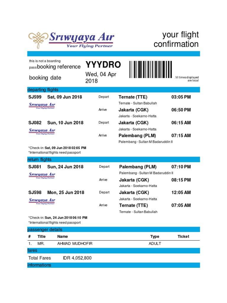 Your Flight Confirmation PDF