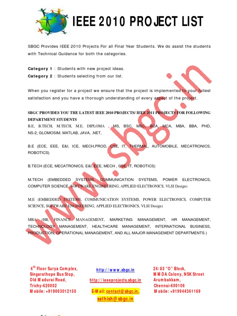 Ieee 2011 Java Project Titles, Ieee 2011 Projects List, Ieee 2011 ...