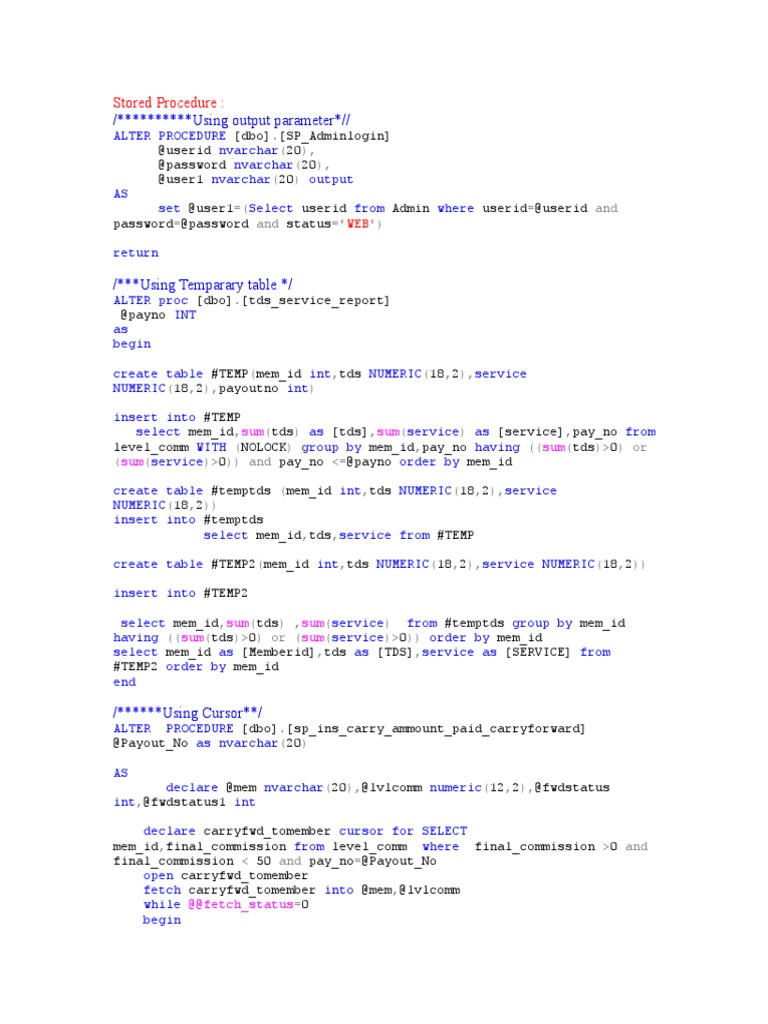 SQL Query, For Trigger, Store Procedure, Functionand View | PDF | Data ...