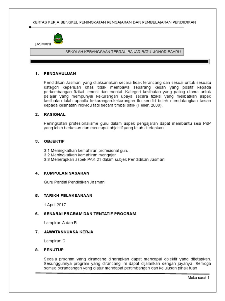 Kertas Kerja Peningkatan Guru Pdf