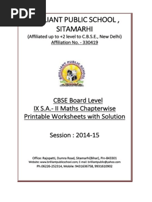 専用　RT -113188 Class IX Maths Worksheets & Solutions | PDF | Rectangle | Equations