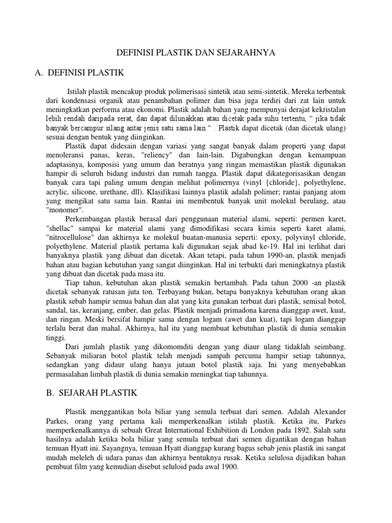 Definisi Plastik Definisi Plastik