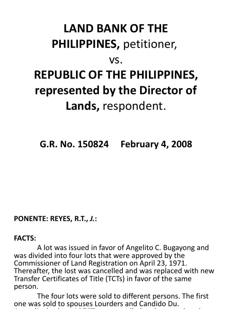 Land Bank of The PHILIPPINES, Petitioner, Republic of The Philippines