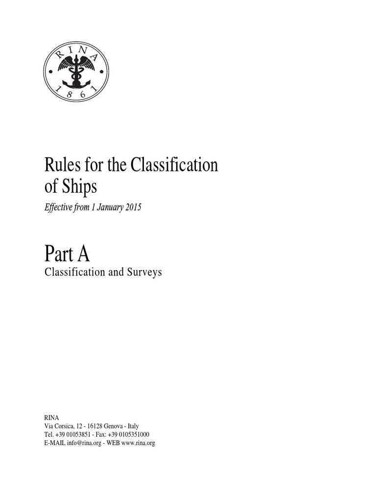 Rina Rules For The Classification 15 Part A Ships Arbitration