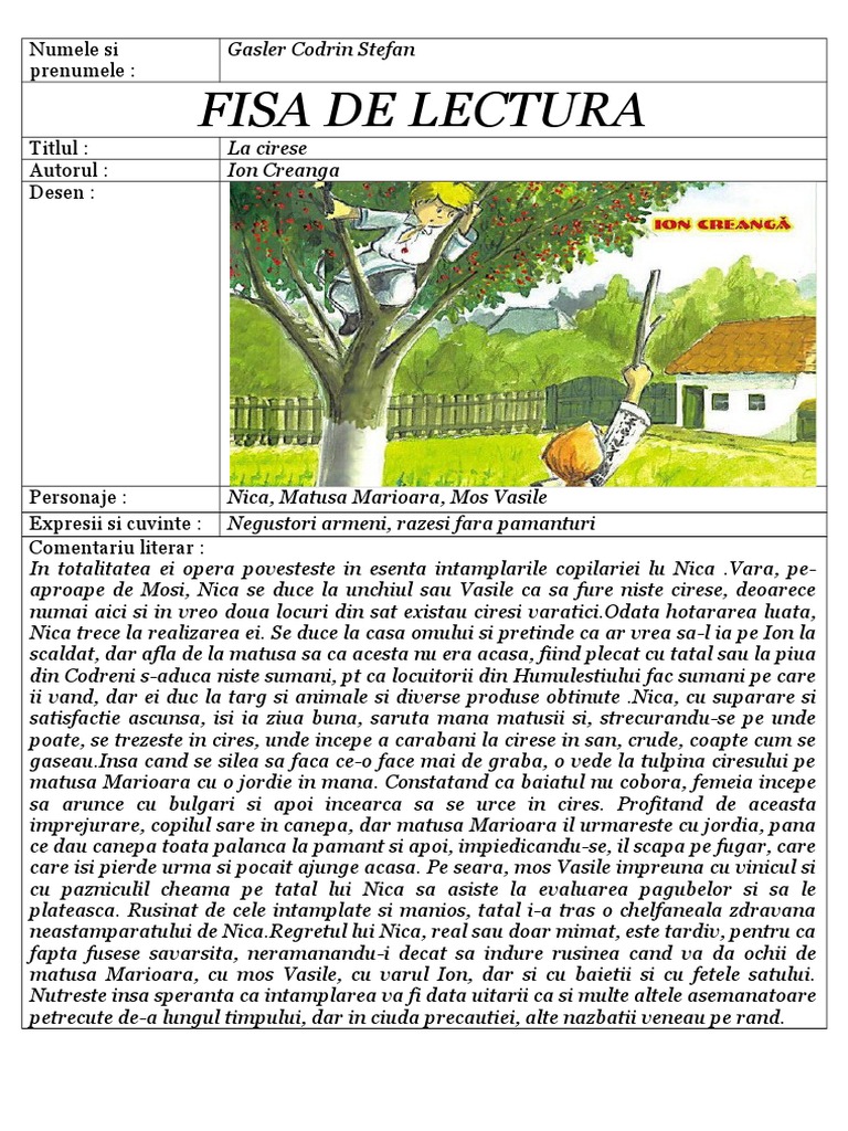 La Cirese De Ion Creanga Ion Creanga - La Cirese | PDF